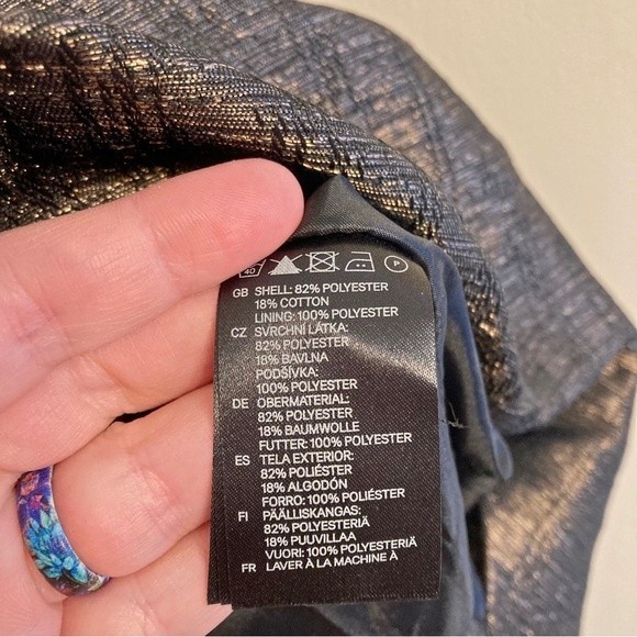 H&M Y2k metallic bronze puff cap sleeve bubble cocktail party formal dress - Picture 7 of 12